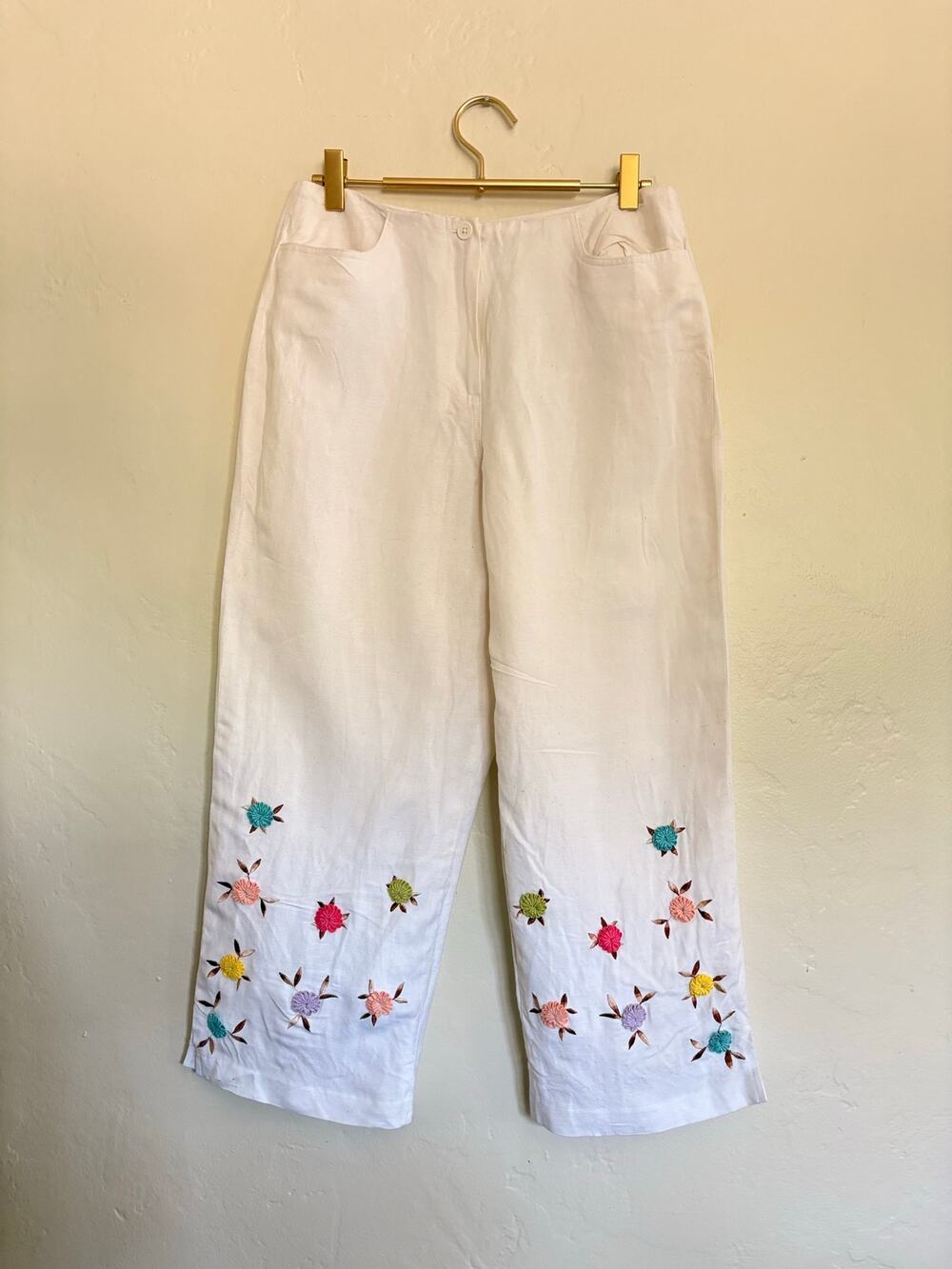 Y2K Larry Levine white linen pants